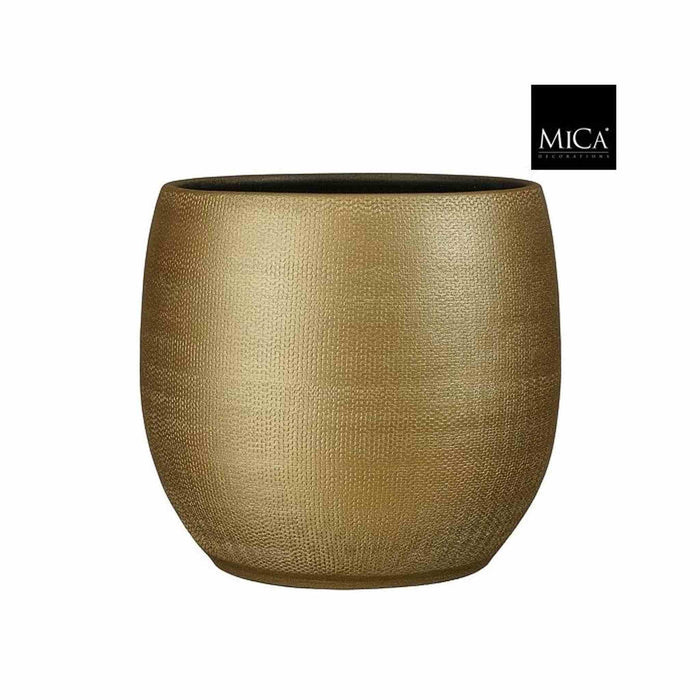 Mica Decorations Bloempot Porto - 32x32x32 cm - Terracotta - Goud,Metallic