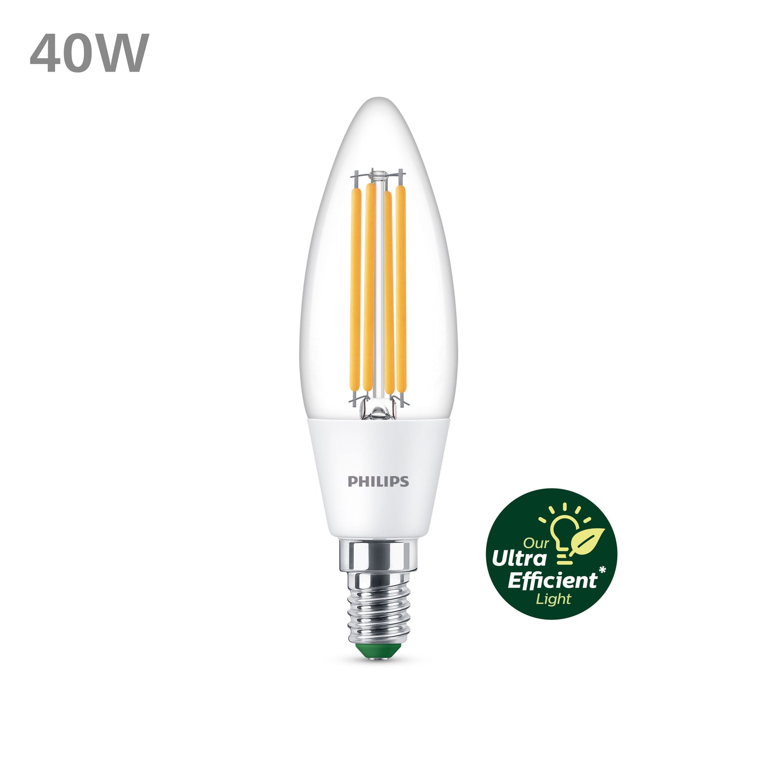 Philips Ultra Efficient LED kaarslamp Transparant - 40 W - E14 - Koelwit licht