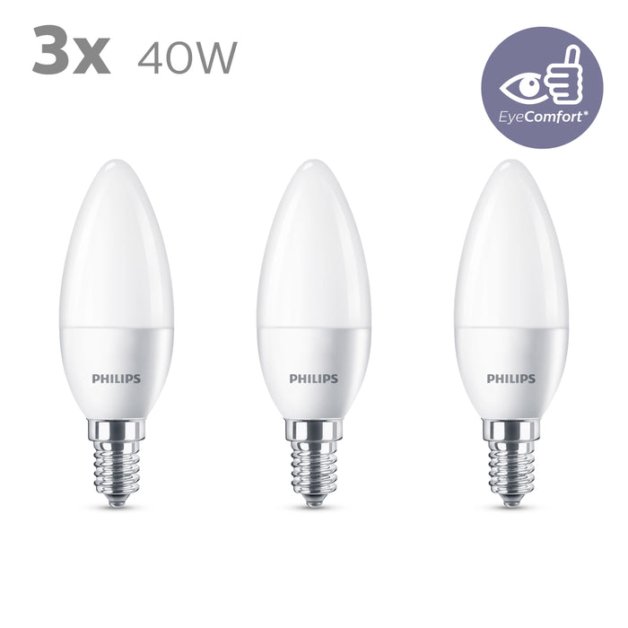 Energiezuinige Philips LED Kaars Mat - 40 W - E14 - warmwit licht - 3 stuks - Bespaar op energiekosten