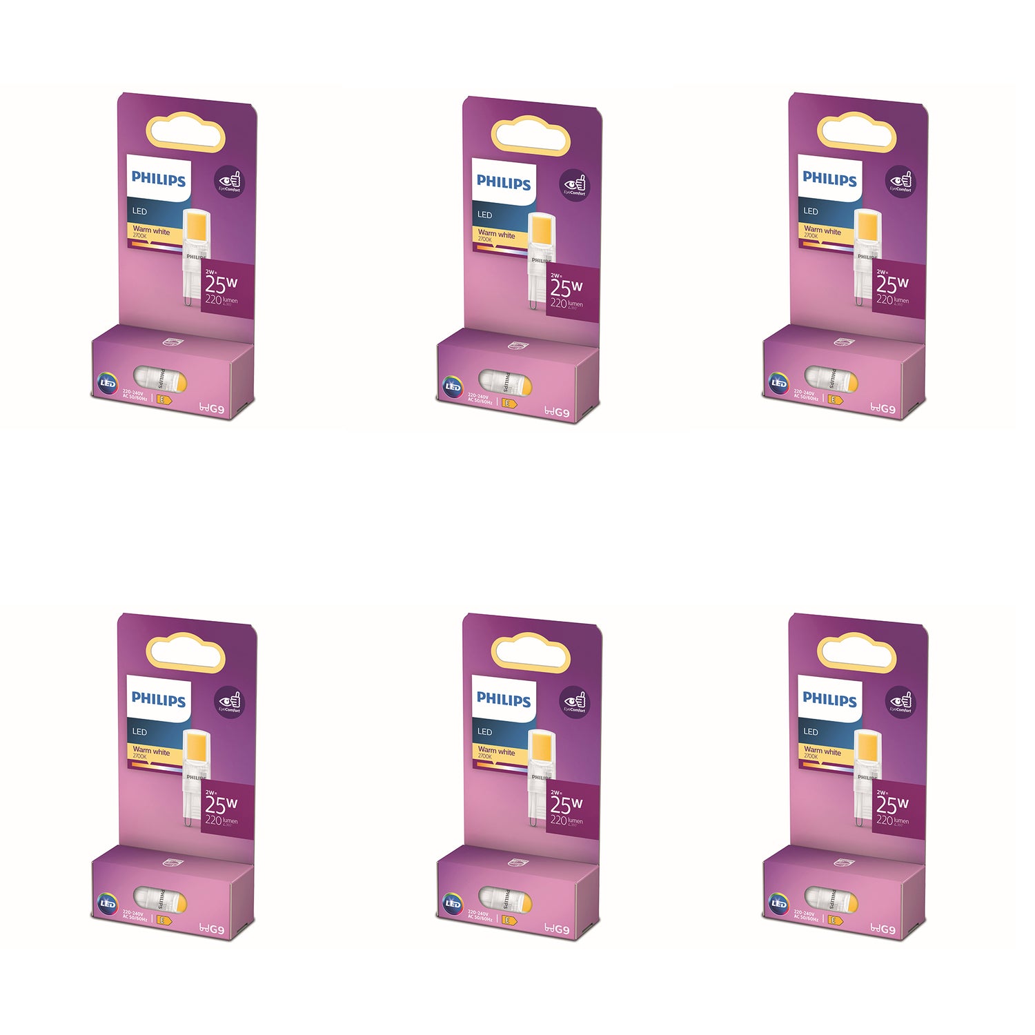 Philips Voordeelverpakking G9 - LED Capsulelamp - Set van 6 Stuks