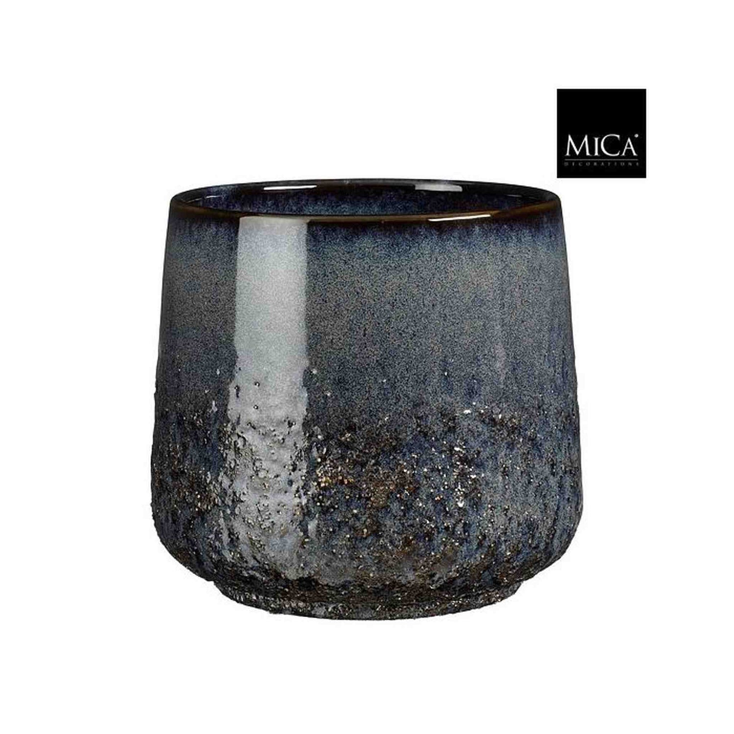 Mica Decorations Bloempot Mylo - 20.5x20.5x19 cm - Keramiek - Blauw