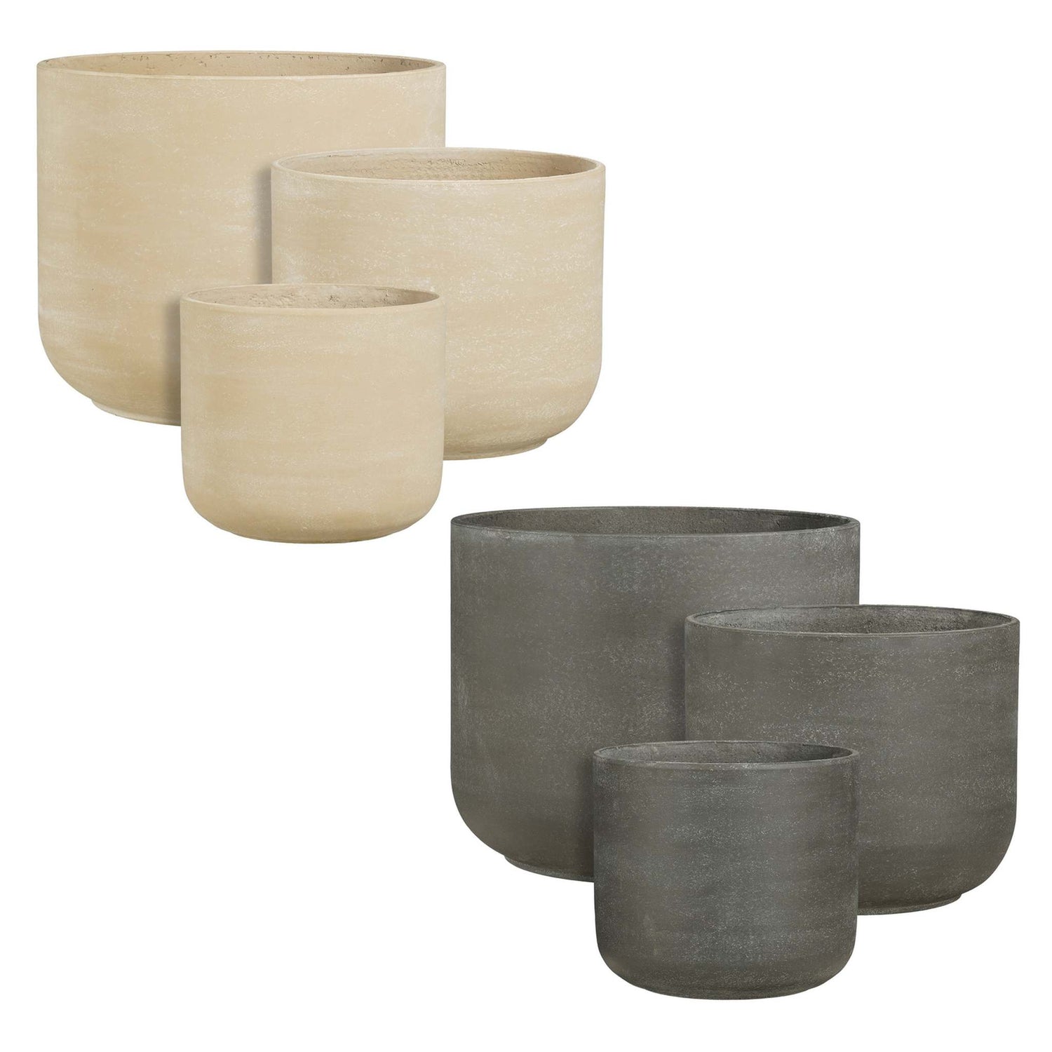 Mica Decorations Bloempot Chess - 45x45x38 cm - cement - Creme,Donker Grijs