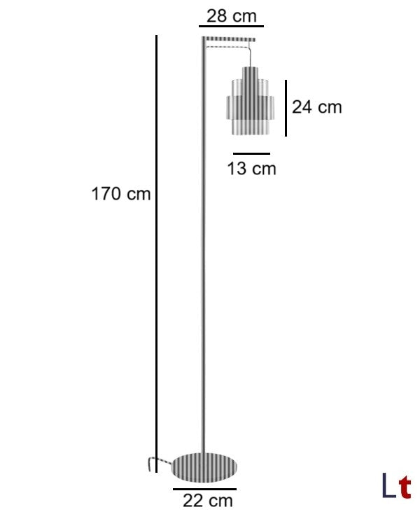 Freelight Vloerlamp  Chiasso Zwart Goud & Amber Glas 1 Lichts 170cm