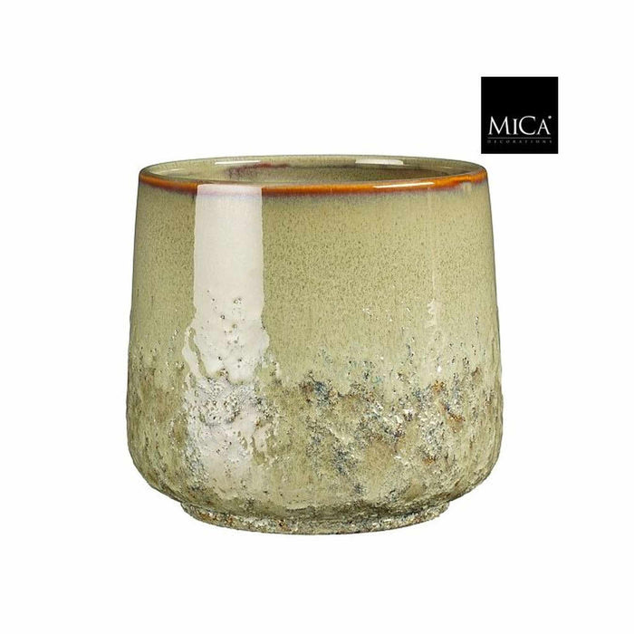 Mica Decorations Bloempot Mylo - 20.5x20.5x19 cm - Keramiek - Licht Groen