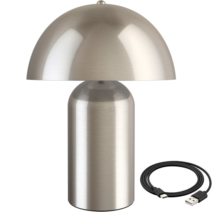 tectake® Kleine retro-tafellamp Kade, dimbaar - Mat Nikkel