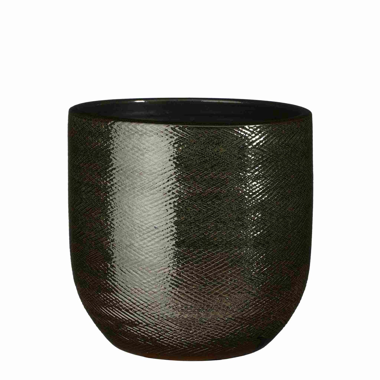 Mica Decorations Bloempot Enzo - 25x25x24 cm - Terracotta - Donkergroen