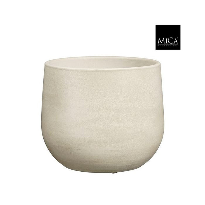 Mica Decorations Bloempot Sevilla - 24x24x21 cm - Terracotta - Gebroken Wit