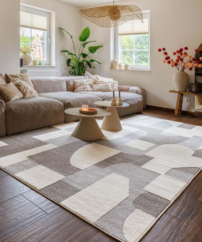 Nordic Weavers Japandi vloerkleed - Ridge Elv crème|grijs - 200x300 cm