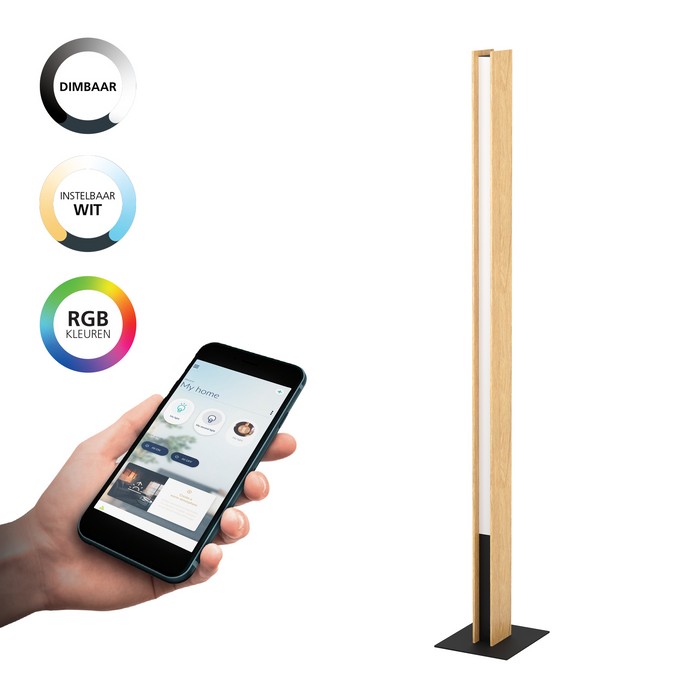 EGLO connect.z Anchorena-Z Vloerlamp - 150cm - Bruin|Zwart|Wit - RGB