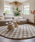 Boho&me Rond checkerboard vloerkleed - Check ivoor|beige - 300 cm