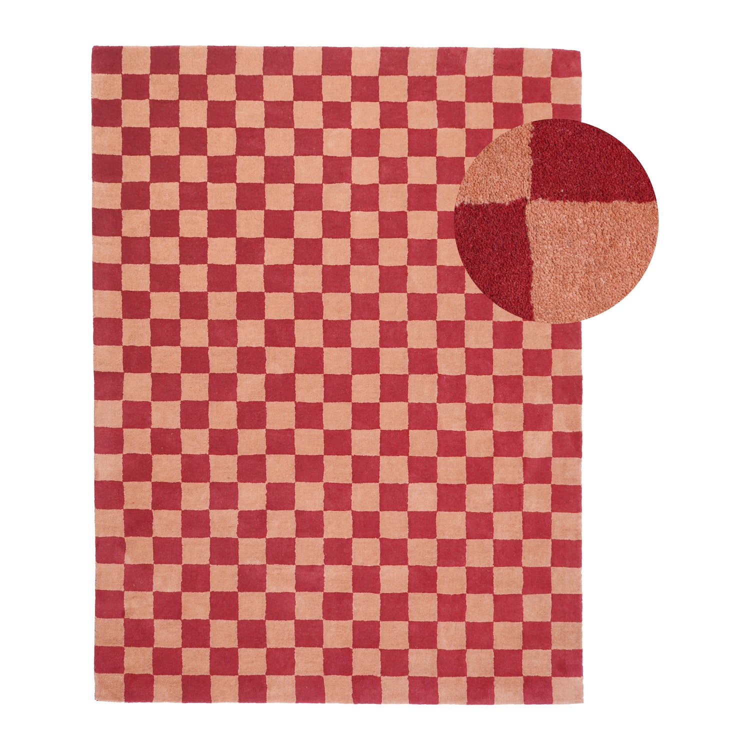 by fonQ Check Vloerkleed 170 x 240 cm - Rood