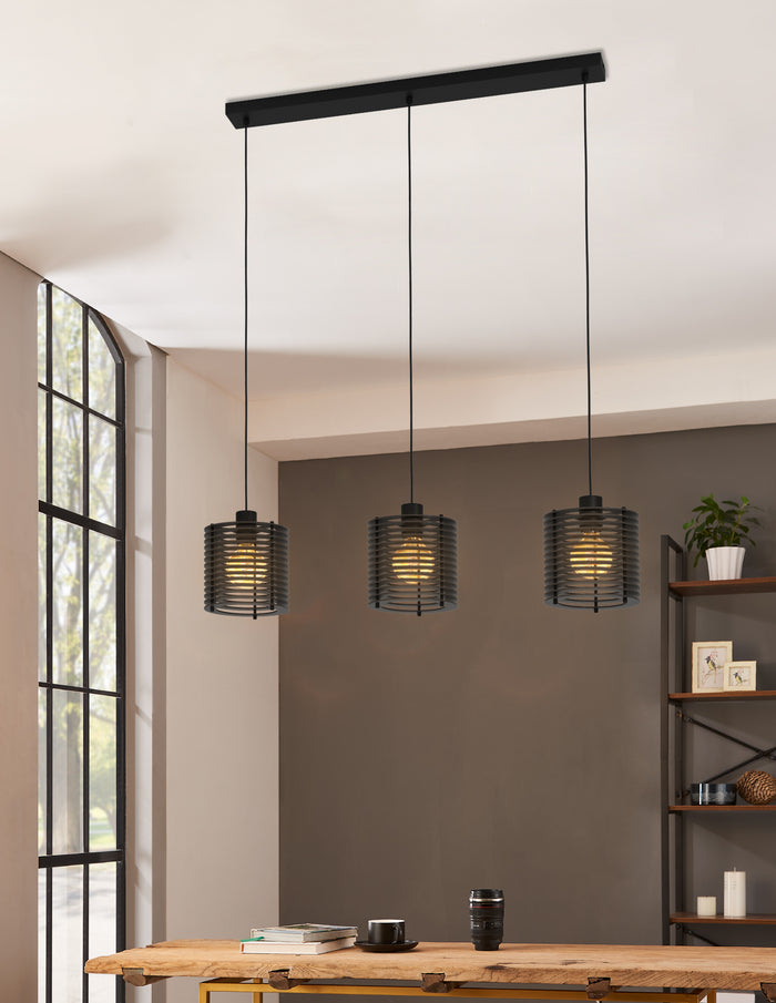 EGLO Segovia Hanglamp - E27 - 88 cm - Zwart - Hout