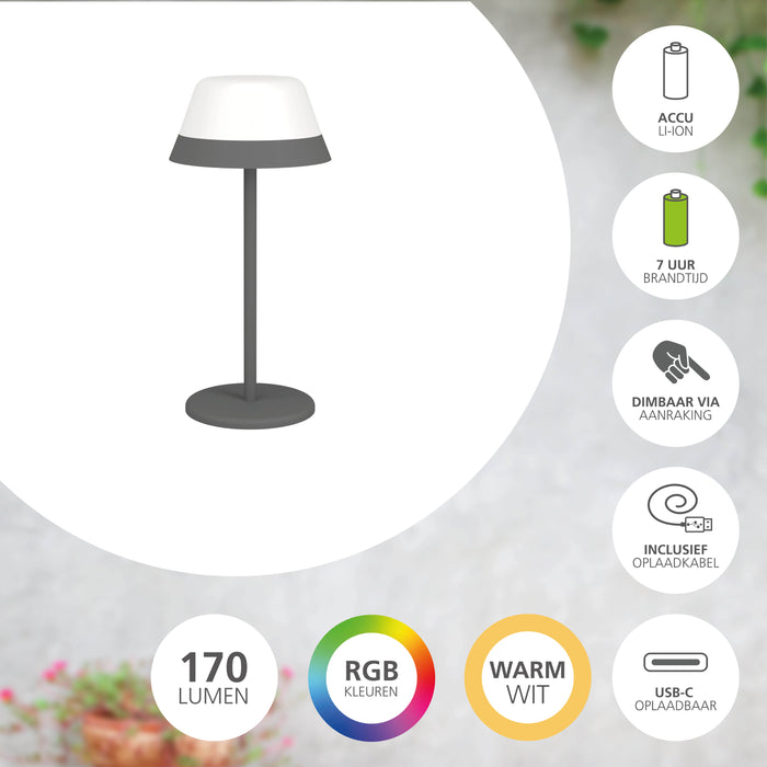 EGLO Meggiano Tafellamp - 32 cm - Grijs|Wit