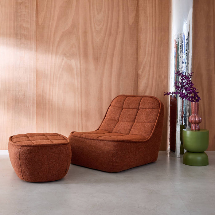 sweeek - Fauteuil bouclé stof 1 zitplaats +  voetenbank