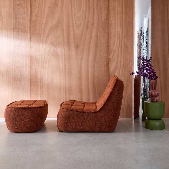 sweeek - Fauteuil bouclé stof 1 zitplaats +  voetenbank