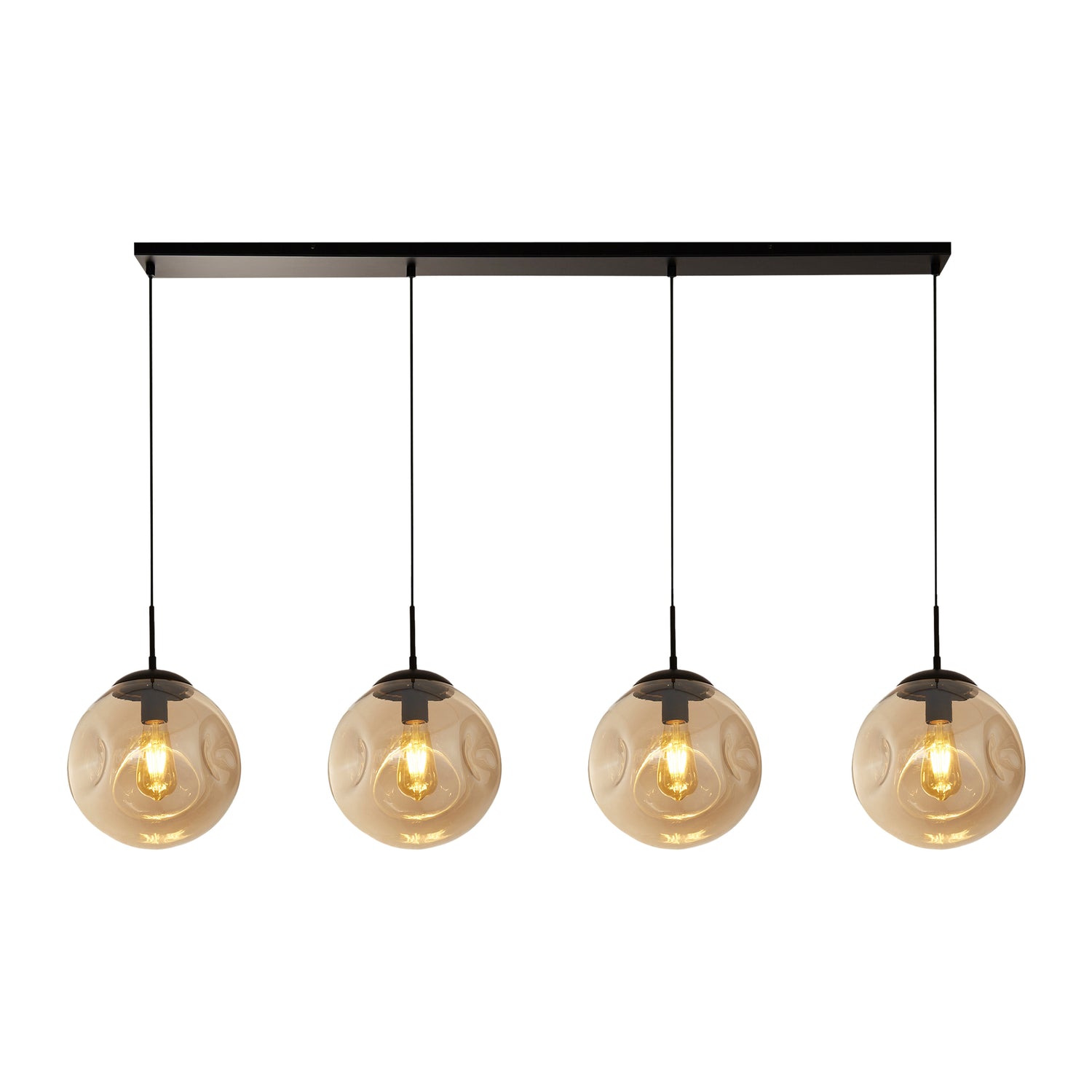 Searchlight Punch Hanglamp 4-lichts - Zwart / Champagne