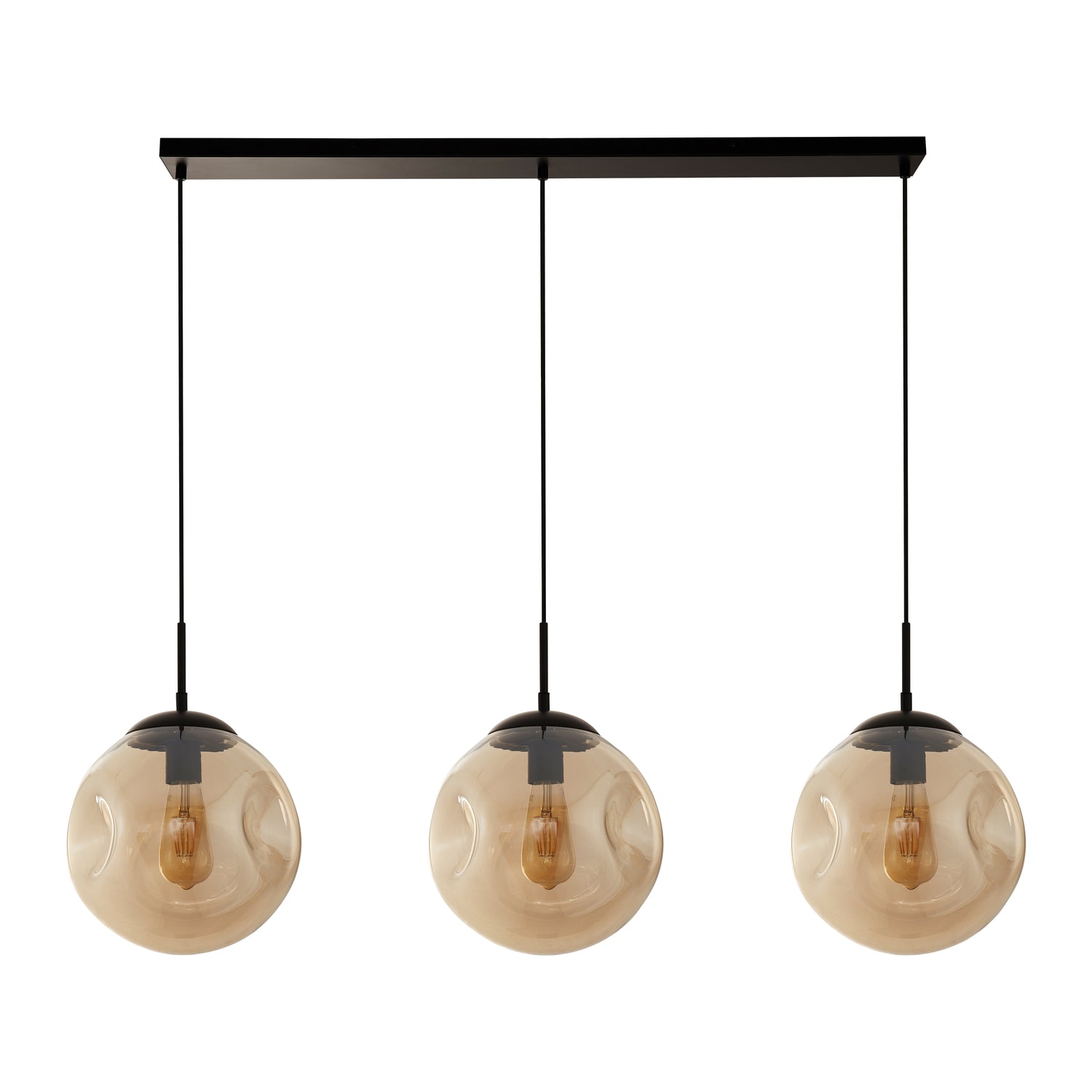 Searchlight Punch Hanglamp 3-lichts - Zwart / Champagne