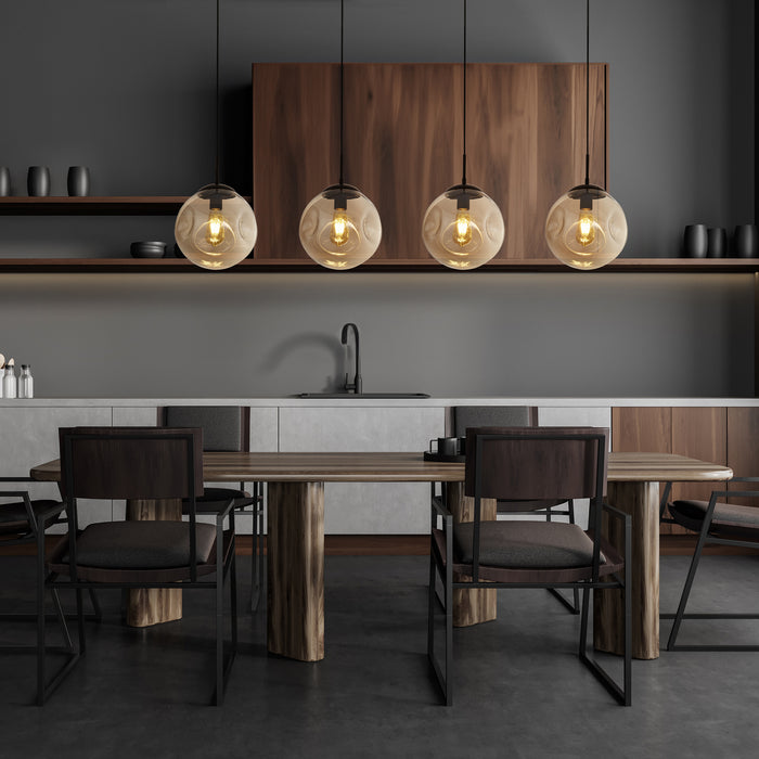 Searchlight Punch Hanglamp 4-lichts - Zwart / Champagne