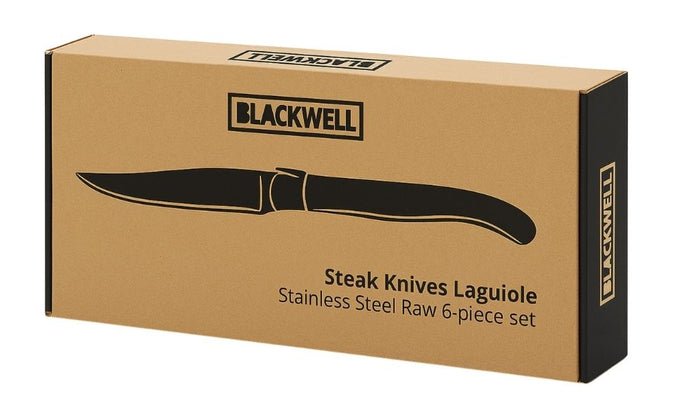 Blackwell Steakmessen Laguiole - Raw Black - RVS - 6 Stuks