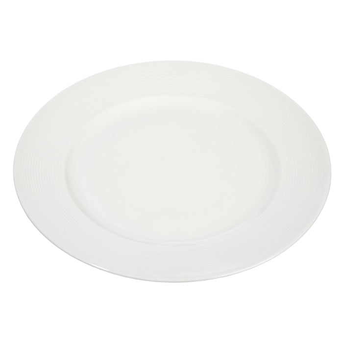 J-Line bord Rond streep - porselein - wit - 6 stuks