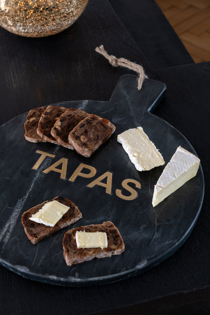 J-Line snijplank Tapas Rond Marmer - steen - zwart|goud