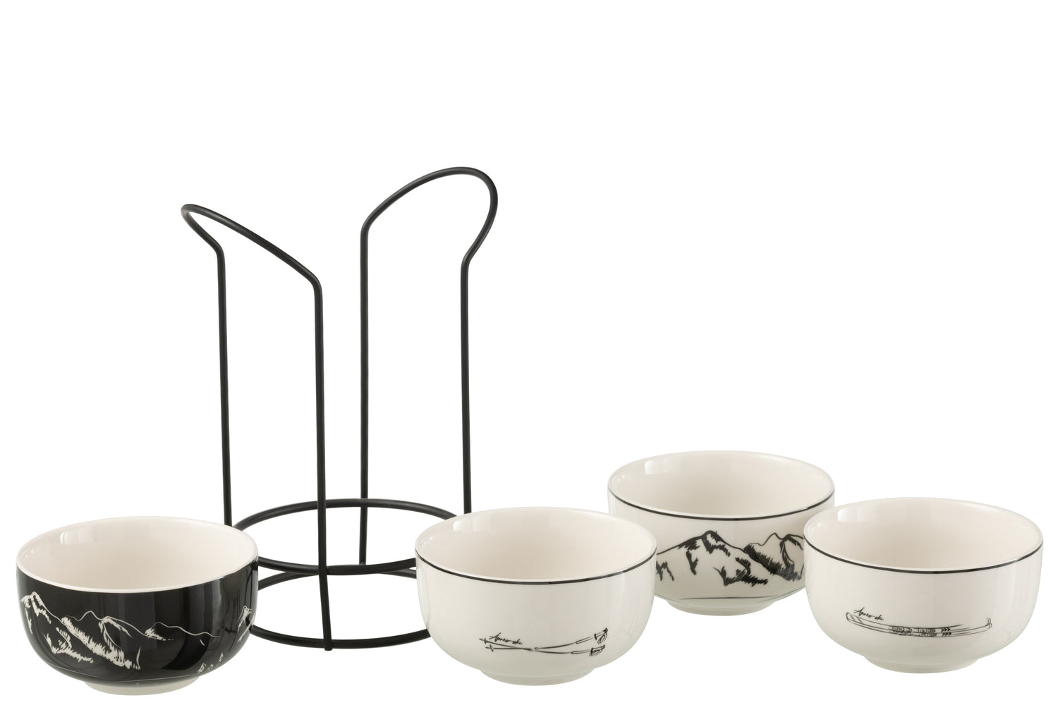 J-Line kom + sokkel - keramiek - zwart - doos van 4 stuks