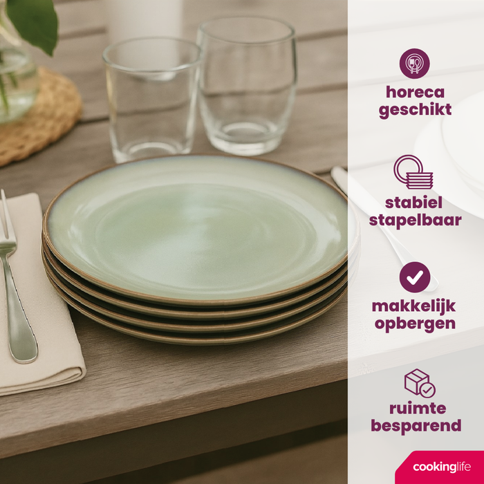 Cookinglife Ontbijtborden | Dessertborden Sabi Groen ø 21 cm - 6 Stuks