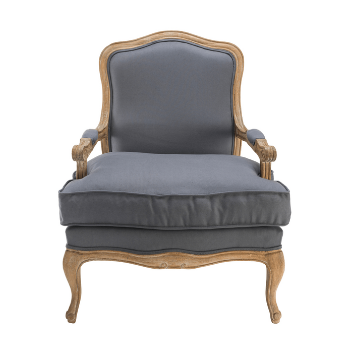 Calicosy - Fauteuil van massief eikenhout LOUIS XV - H97 - Antraciet