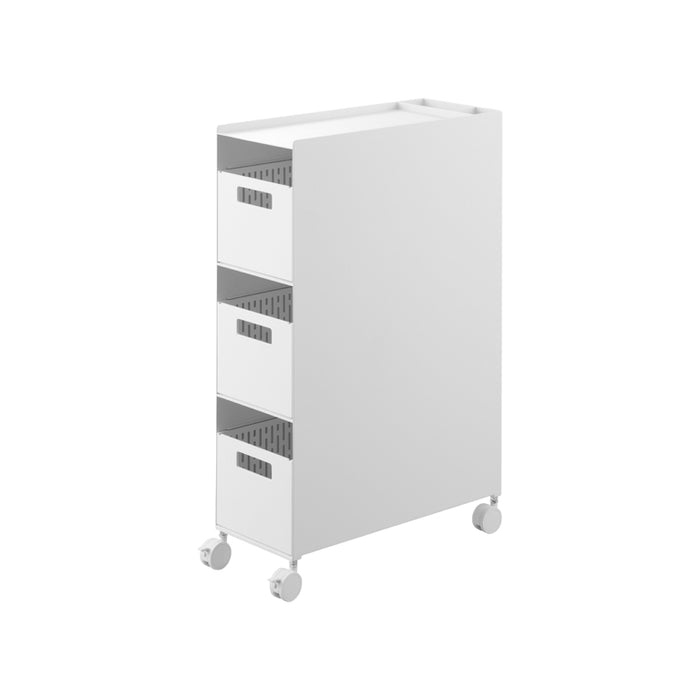 Yamazaki Tower Opbergmanden op wielen 3-laags - Wit