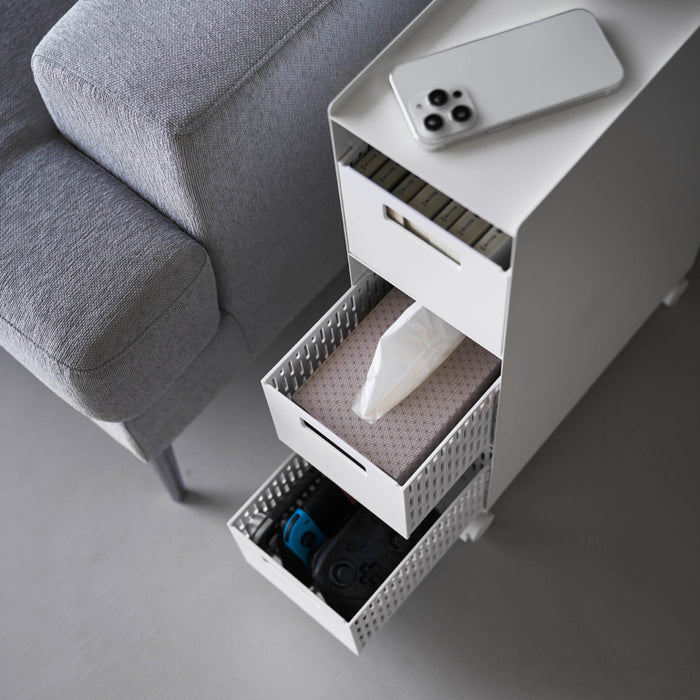 Yamazaki Tower Opbergmanden op wielen 3-laags - Wit