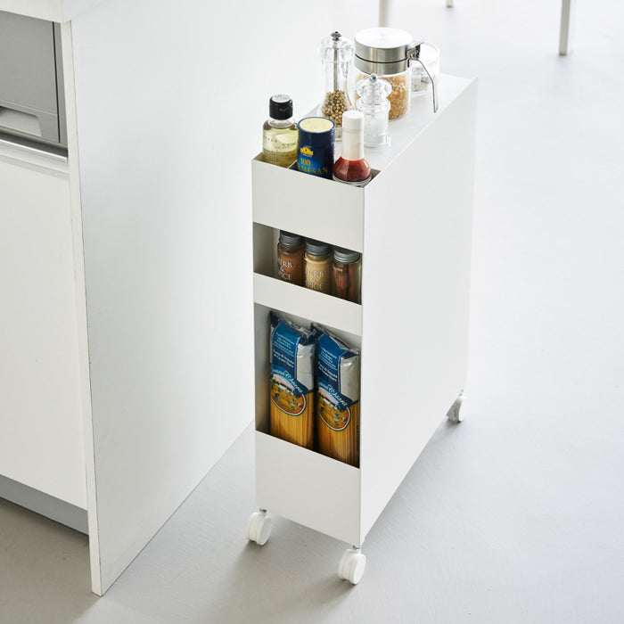 Yamazaki Tower Opbergmanden op wielen 3-laags - Wit