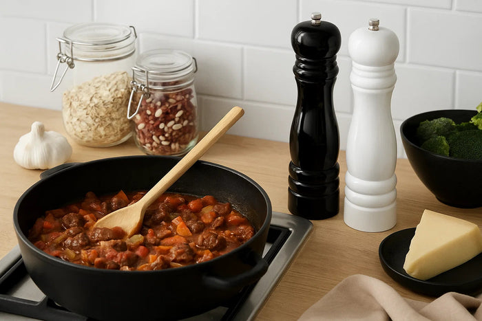 Cookinglife Pepermolen Rocca Zwart Glanzend - RVS Molen - 21.5 cm