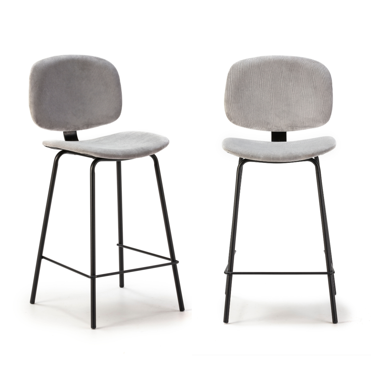 Calicosy - Set van 2 krukken in ribfluweel ARUS - H65 cm - Grijs