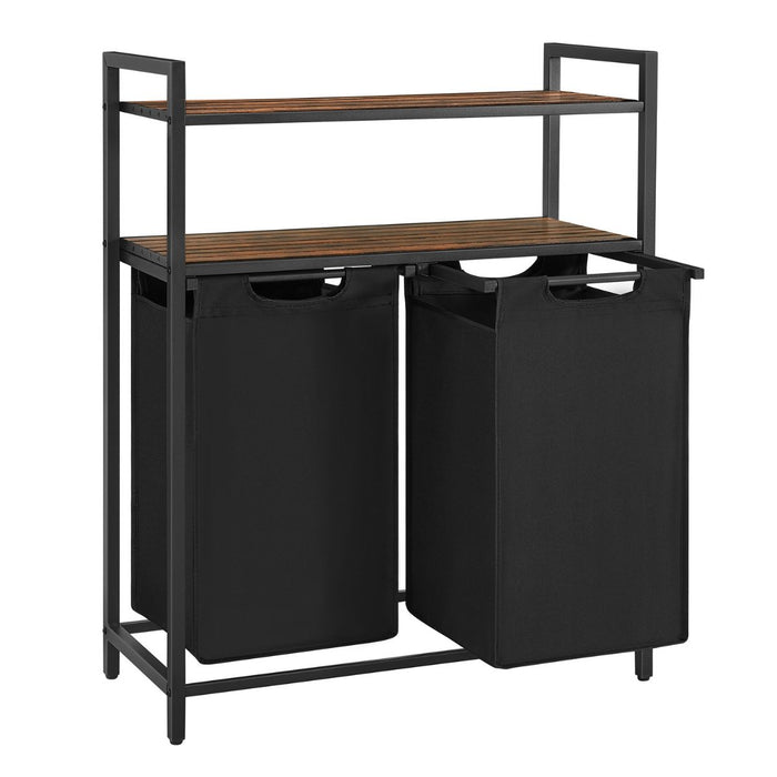 Calicosy - Wasmand met 2 compartimenten en 2 planken - H92 cm - Zwart