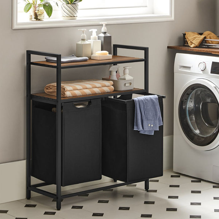 Calicosy - Wasmand met 2 compartimenten en 2 planken - H92 cm - Zwart