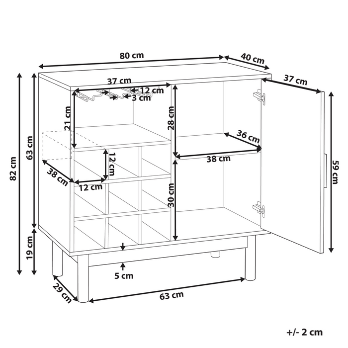 Beliani - COSTELLO - Wijnkast - Lichtbruin - Vezelplaat