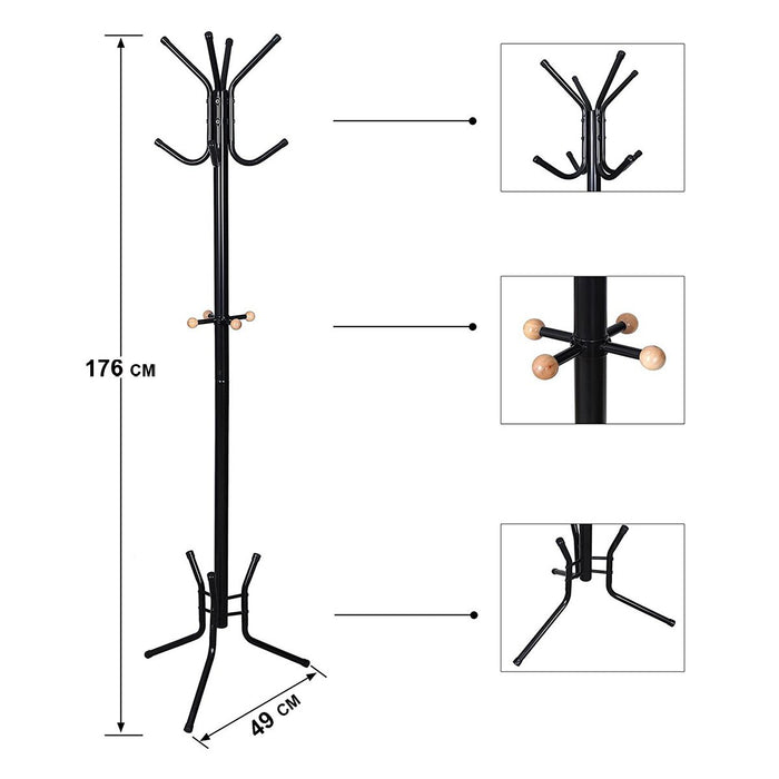 Calicosy - Zwarte Staande Kapstok - H49 cm - Zwart