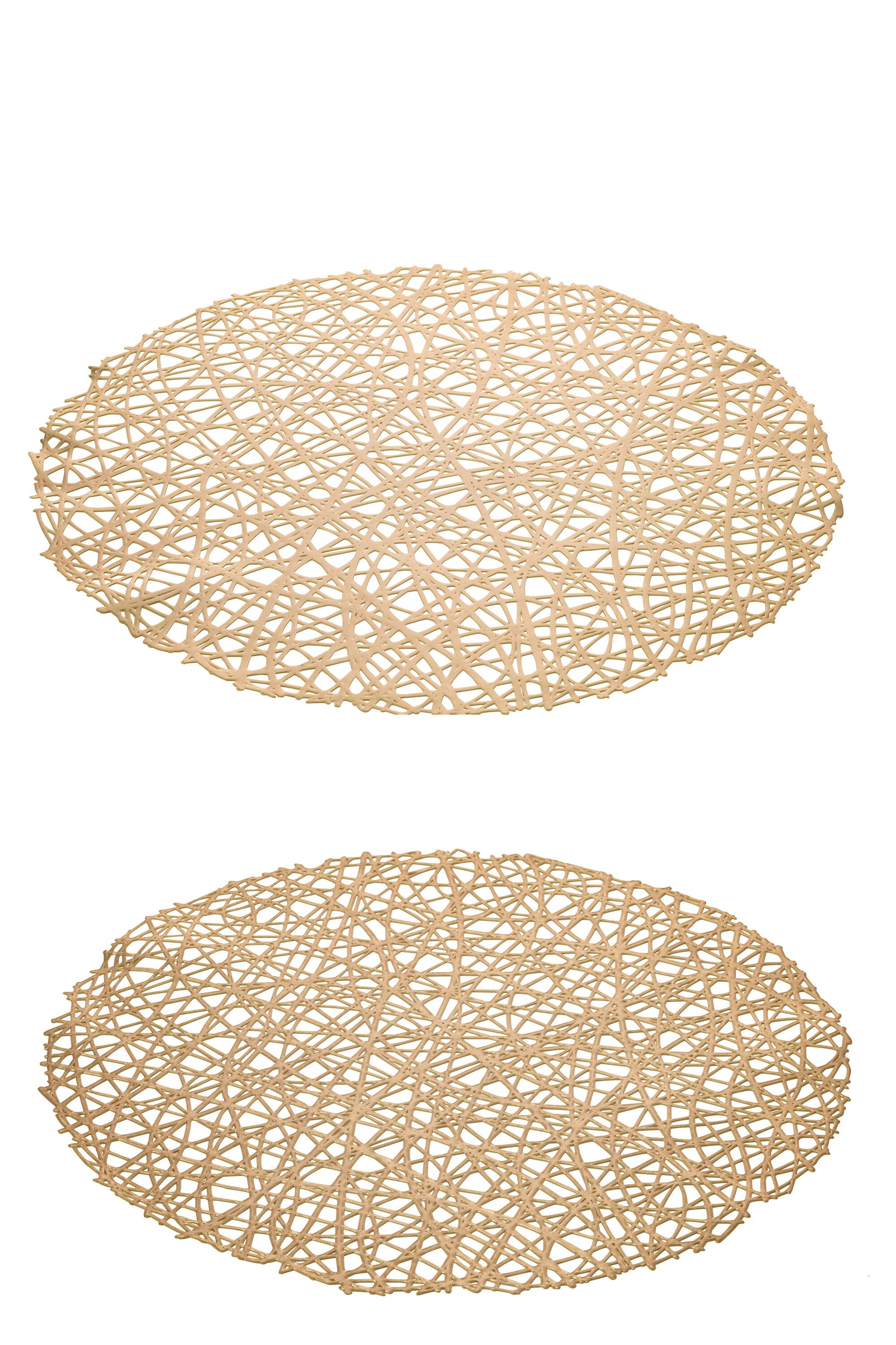 J-Line placemat Blad - kunststof - goud - 2 stuks