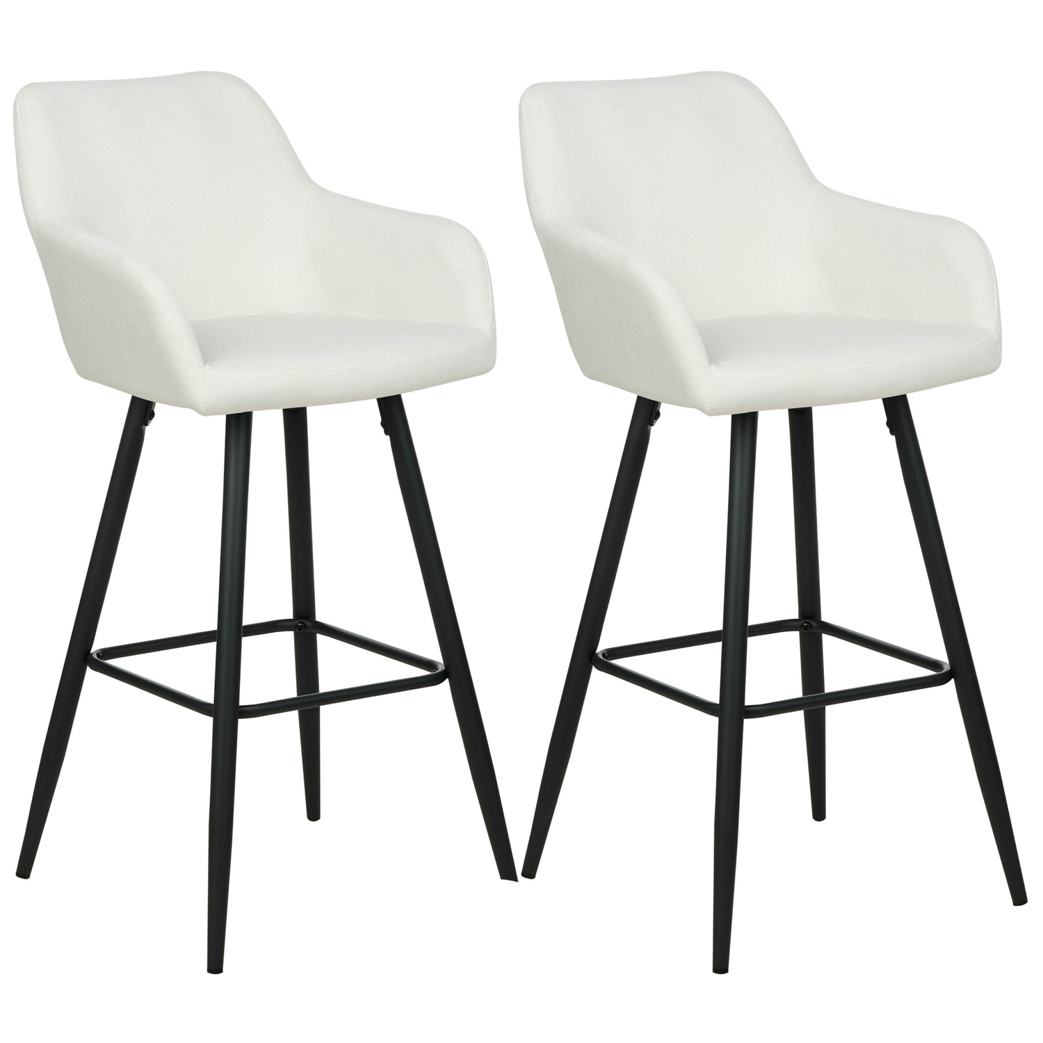 Beliani - CASMALIA - Barkruk set van 2 - Gebroken wit - Fluweel