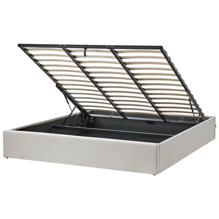 Beliani-DINAN-Tweepersoonsbed-Lichtgrijs-180 x 200 cm-Polyester