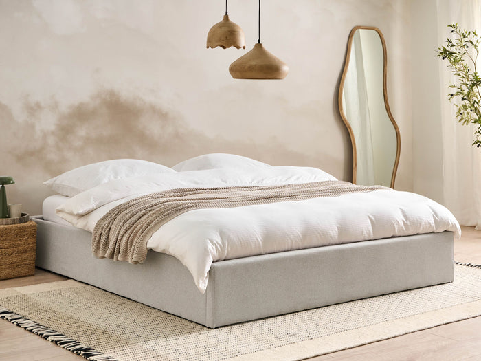 Beliani-DINAN-Tweepersoonsbed-Lichtgrijs-180 x 200 cm-Polyester