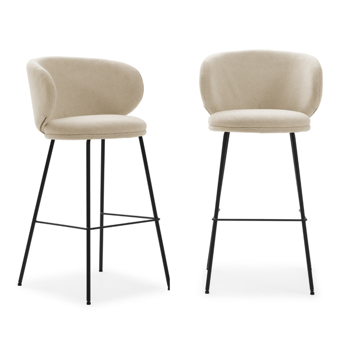 Calicosy - Set van 2 krukken in stof met zwarte RUSH - H65 cm