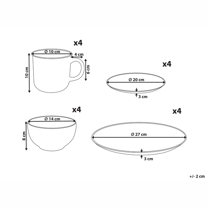 Beliani - CINNAMON - 16-delige serviesset - Gebroken wit - Steengoed