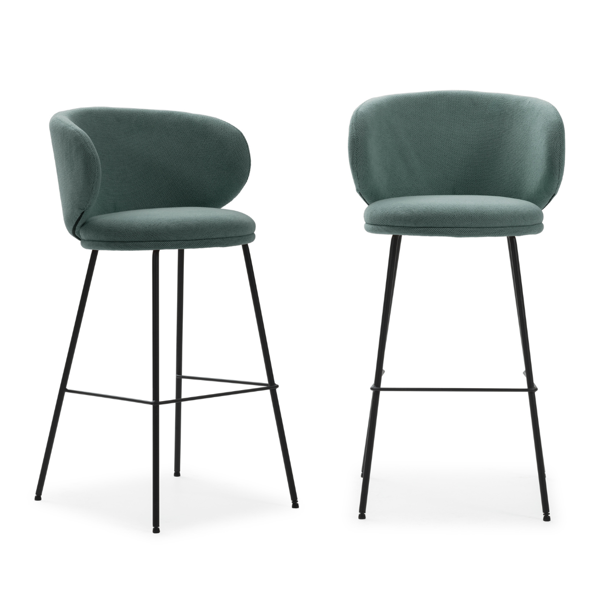 Calicosy - Set van 2 krukken in stof met zwarte RUSH - H65 cm