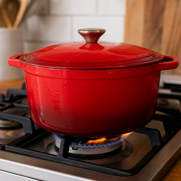Cookinglife Braadpan Cast Iron Gietijzer Rood - ø 24 cm | 3.5 Liter