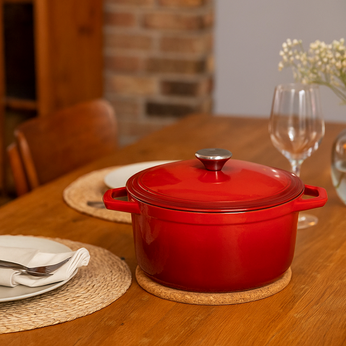 Cookinglife Braadpan Cast Iron Gietijzer Rood - ø 24 cm | 3.5 Liter