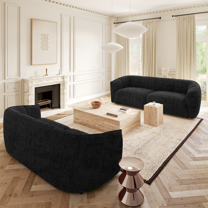 4-zits bank van zwart fluweel