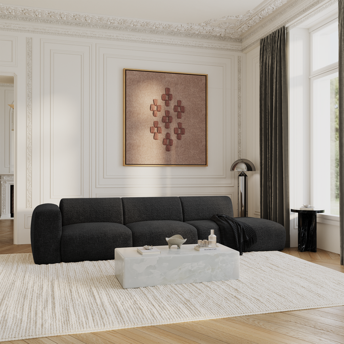 Sofa links 5-zits fluweelmotief donker antraciet 310cm