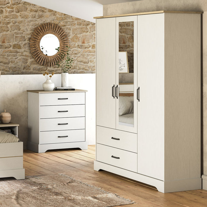 Calicosy - Kast met 3 deuren, 1 spiegel en 2 laden Cottage - H199,6 cm