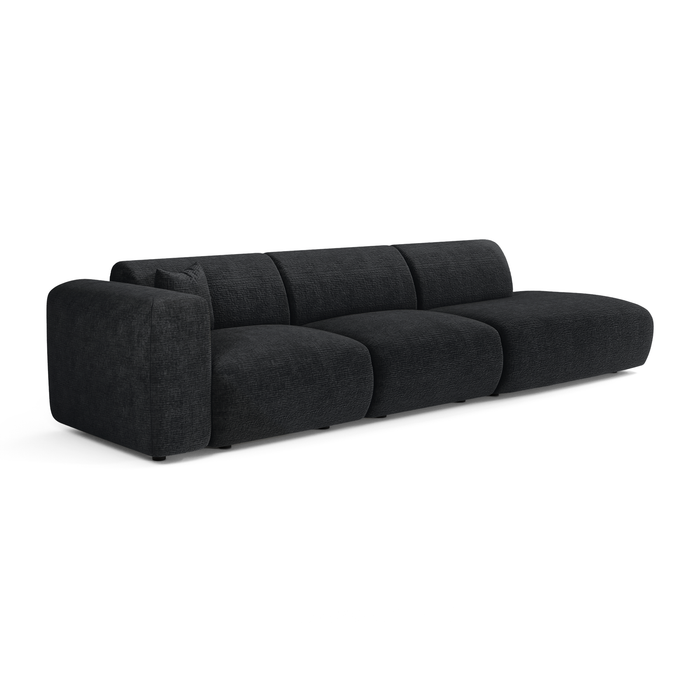 Sofa links 5-zits fluweelmotief donker antraciet 310cm